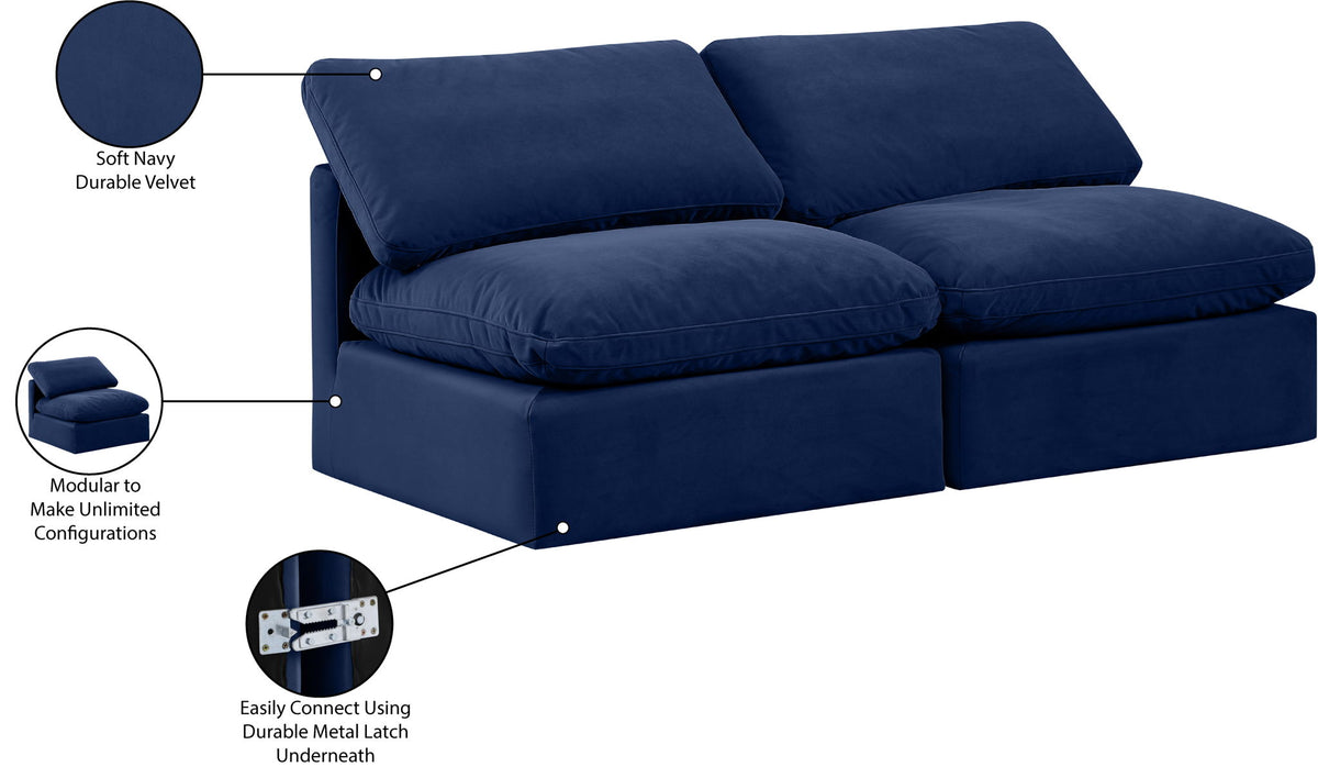 Indulge - Velvet 2 Seat Modular Armless Sofa