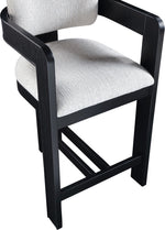 Sacha - Linen Stool With Black Base