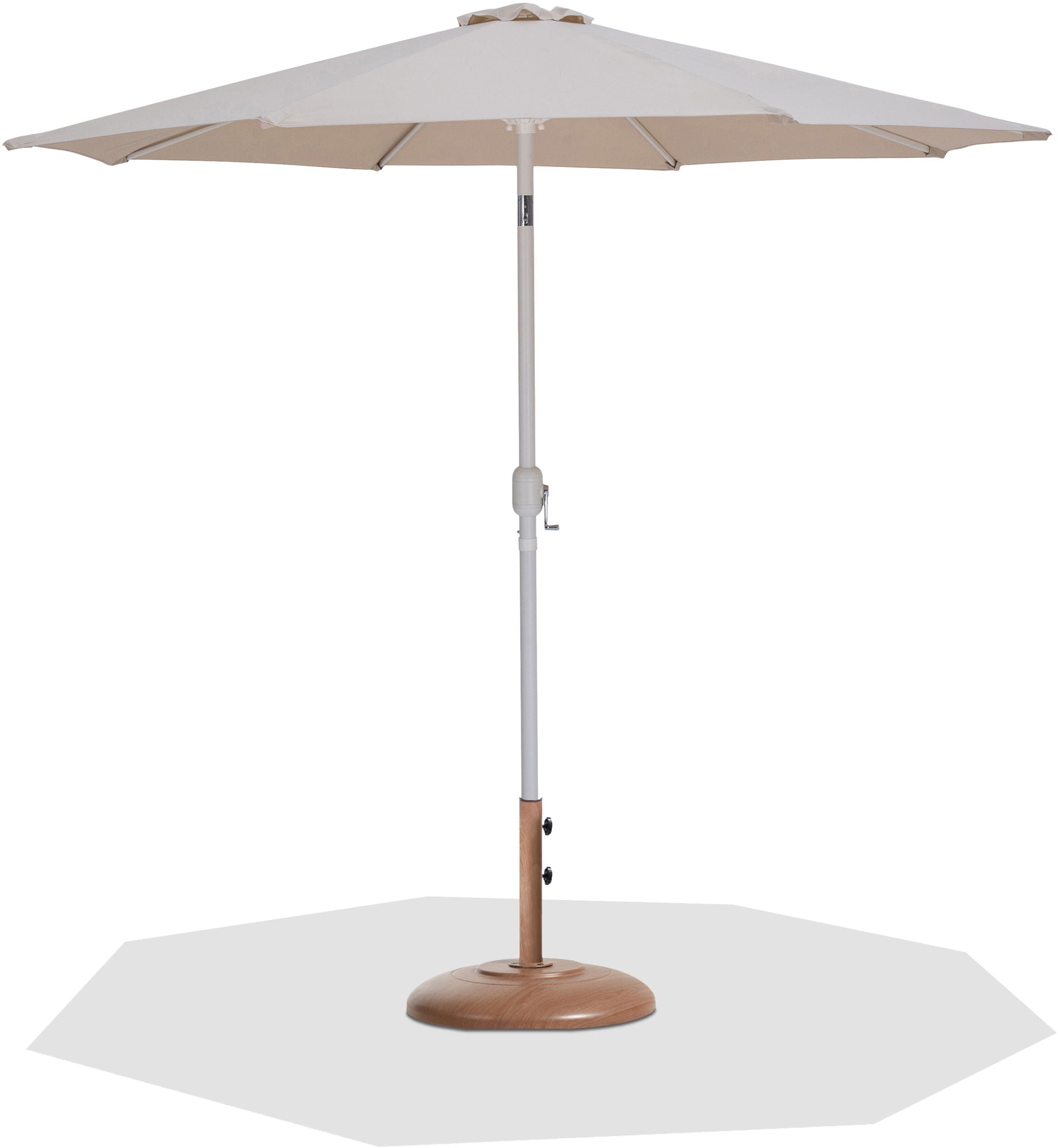 Fiji - Aluminum Patio Umbrella With Round Teak And White Base