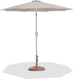 Fiji - Aluminum Patio Umbrella With Round Teak And White Base