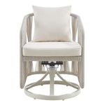 Breeze - Cream Metal Outdoor Swivel Dining Chair With Cushions - Pearl