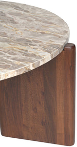 Varenna - Marble Top And Acacia Wood Base Coffee Table - Beige