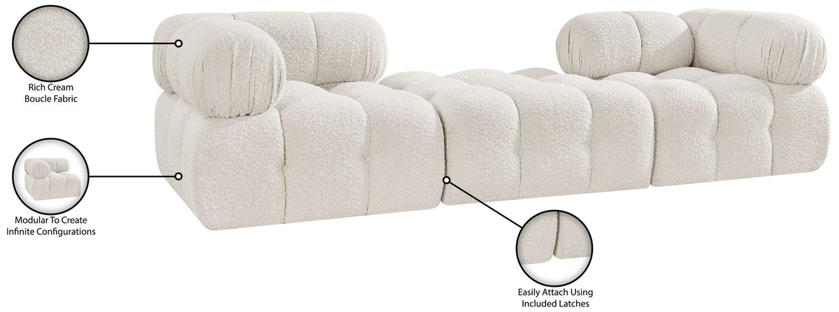 Ames - 3 Piece Boucle Modular Sofa With 1 Backless Seat