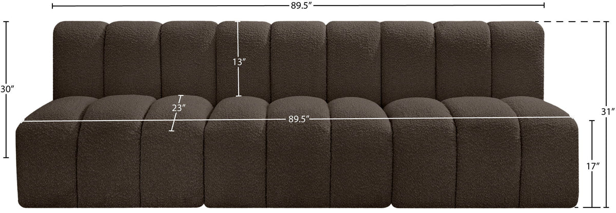 Arc - Boucle Fabric 3 Piece Modular Straight Sofa - Brown