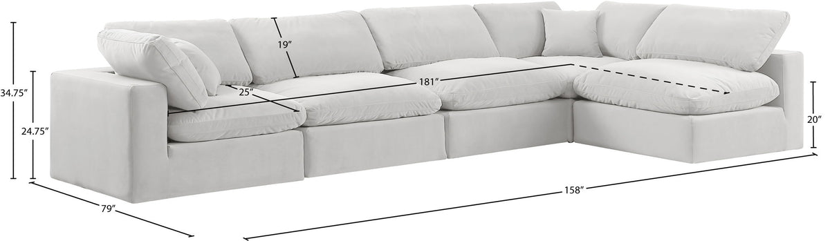 Comfy - 5 Piece Velvet Modular Sectional