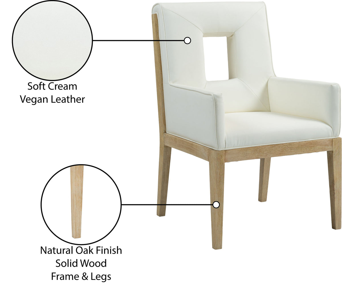 Gwendolyn - Faux Leather Dining Arm Chair With Natural Frame