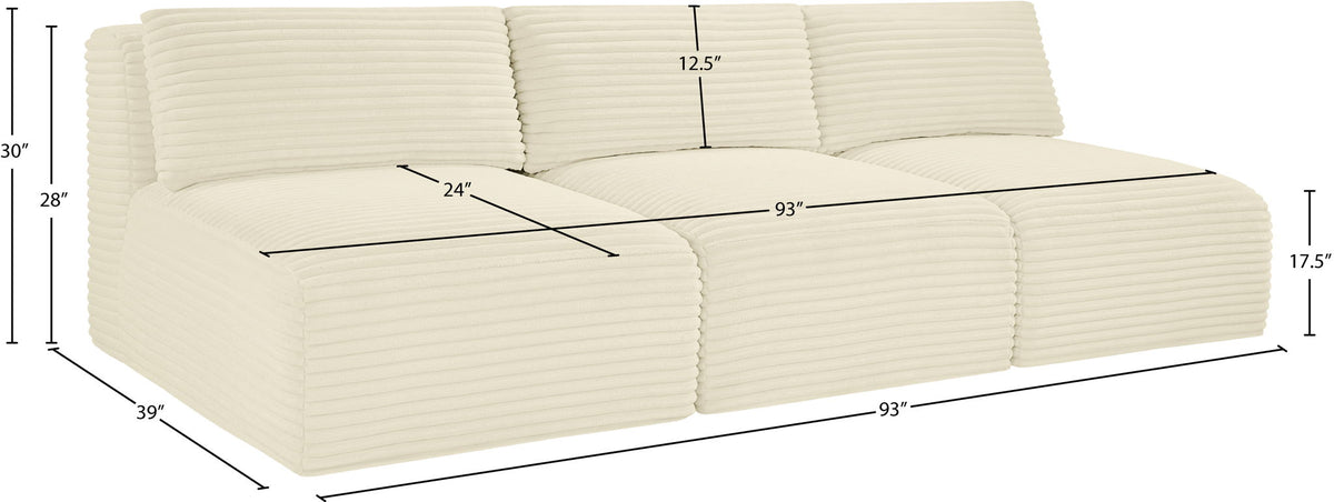 Shaggy - 3 Seat Modular Armless Sofa