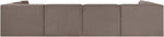 Rummi - Armless Velvet Performance Fabric Upholstered 6 Piece Modular Sectional