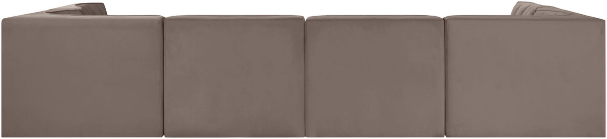 Rummi - Armless Velvet Performance Fabric Upholstered 6 Piece Modular Sectional