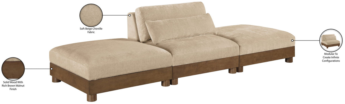 Turin - Chenille Fabric Upholstered Modular Sectional - Beige