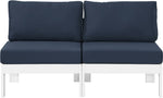 Nizuc - Outdoor Patio 2 Seat Armless Modular Sofa With White Frame