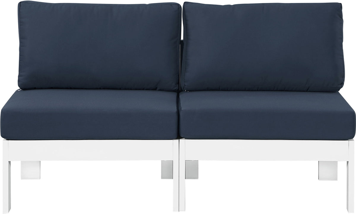Nizuc - Outdoor Patio 2 Seat Armless Modular Sofa With White Frame
