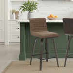 Vienna - 35.5" Swivel Counter Height Square Back Wood Bar Stool With Faux Leather Seat