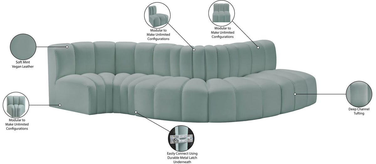 Arc - Faux Leather 5 Piece Modular Sofa