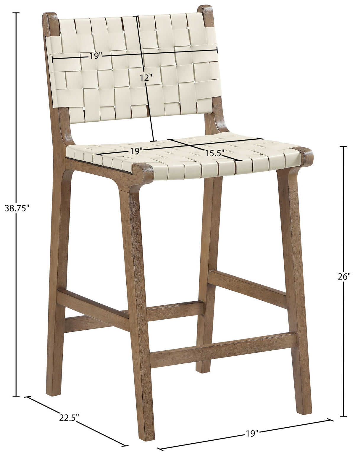 Entwine - Vegan Leather Upholstered Counter Stool - Painted Brown