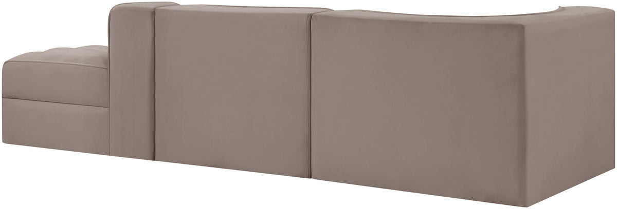 Rummi - Velvet Performance Fabric Upholstered 3 Piece Modular Sectional