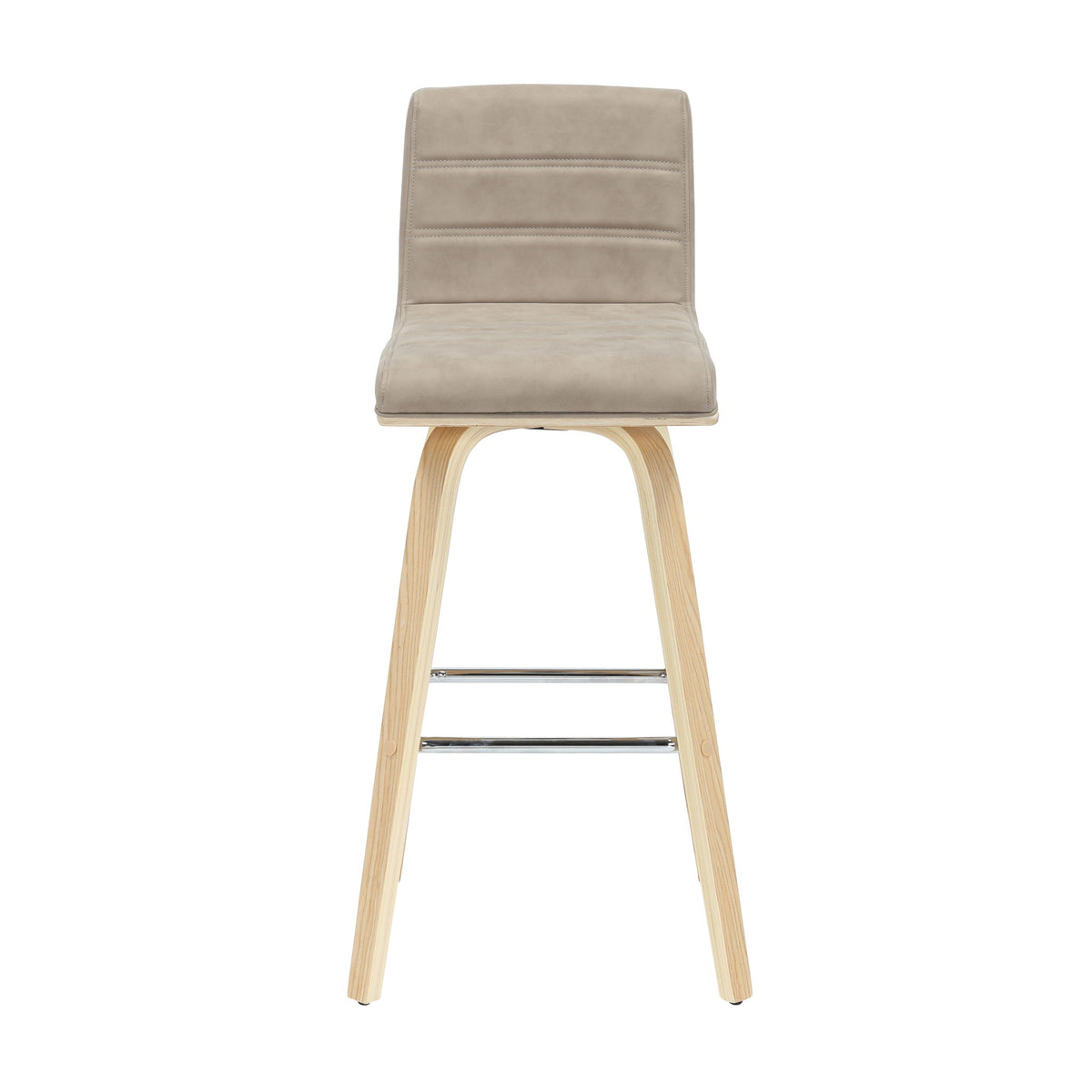 Vienna - 39.5" Swivel Bar Height Square Back Wood Bar Stool With Faux Leather Seat