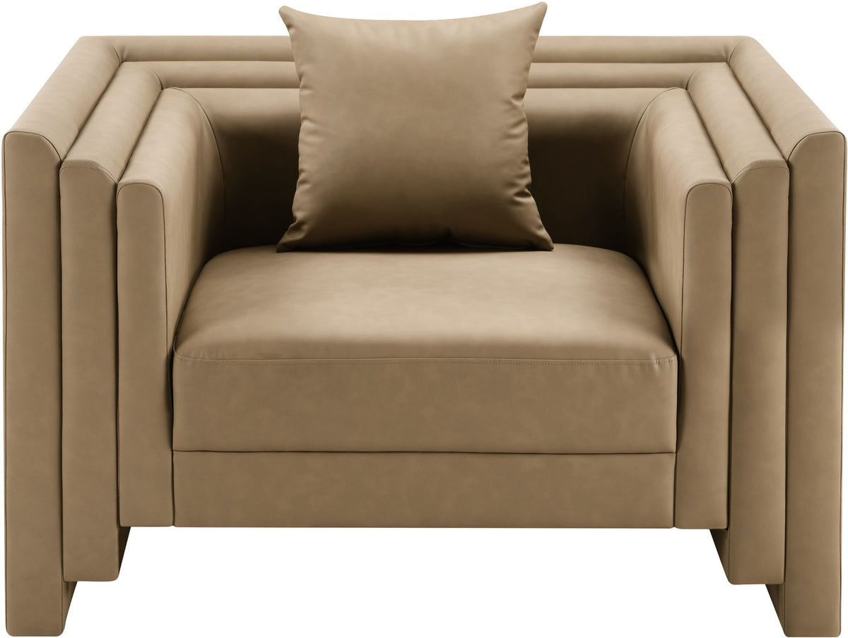 Everett - Vegan Leather Upholstered Chair - Tan