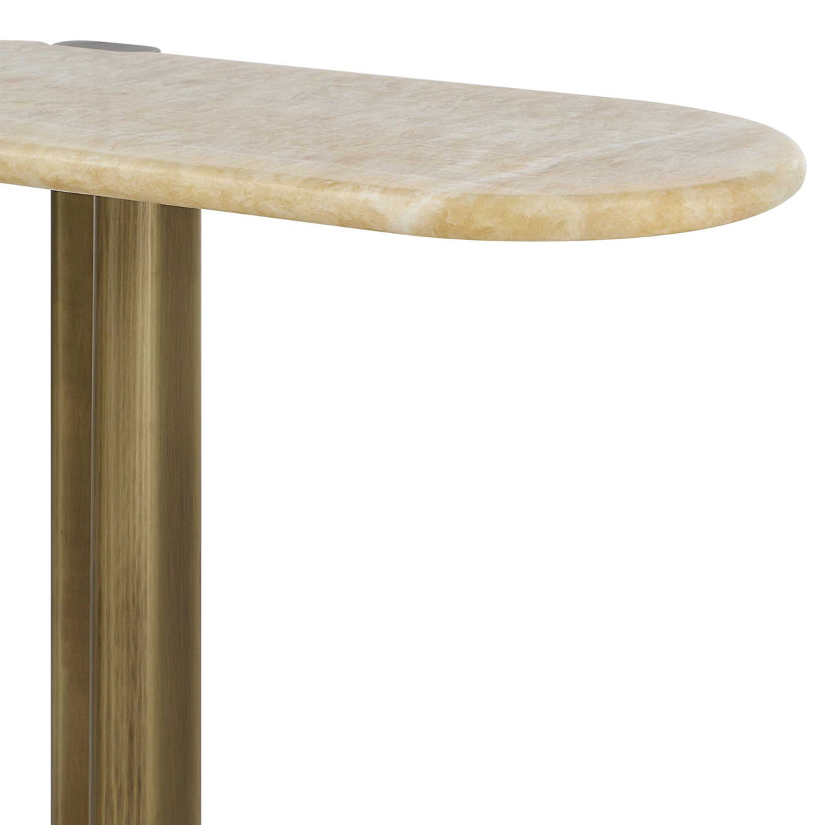 Rounded Cantilever - Accent Table - Beige / Gold