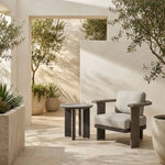Ciela - Outdoor Club Chair With Rattan Trim Aluminum Frame And Clouded Taupe Cushions - Dark Bronze / Gray