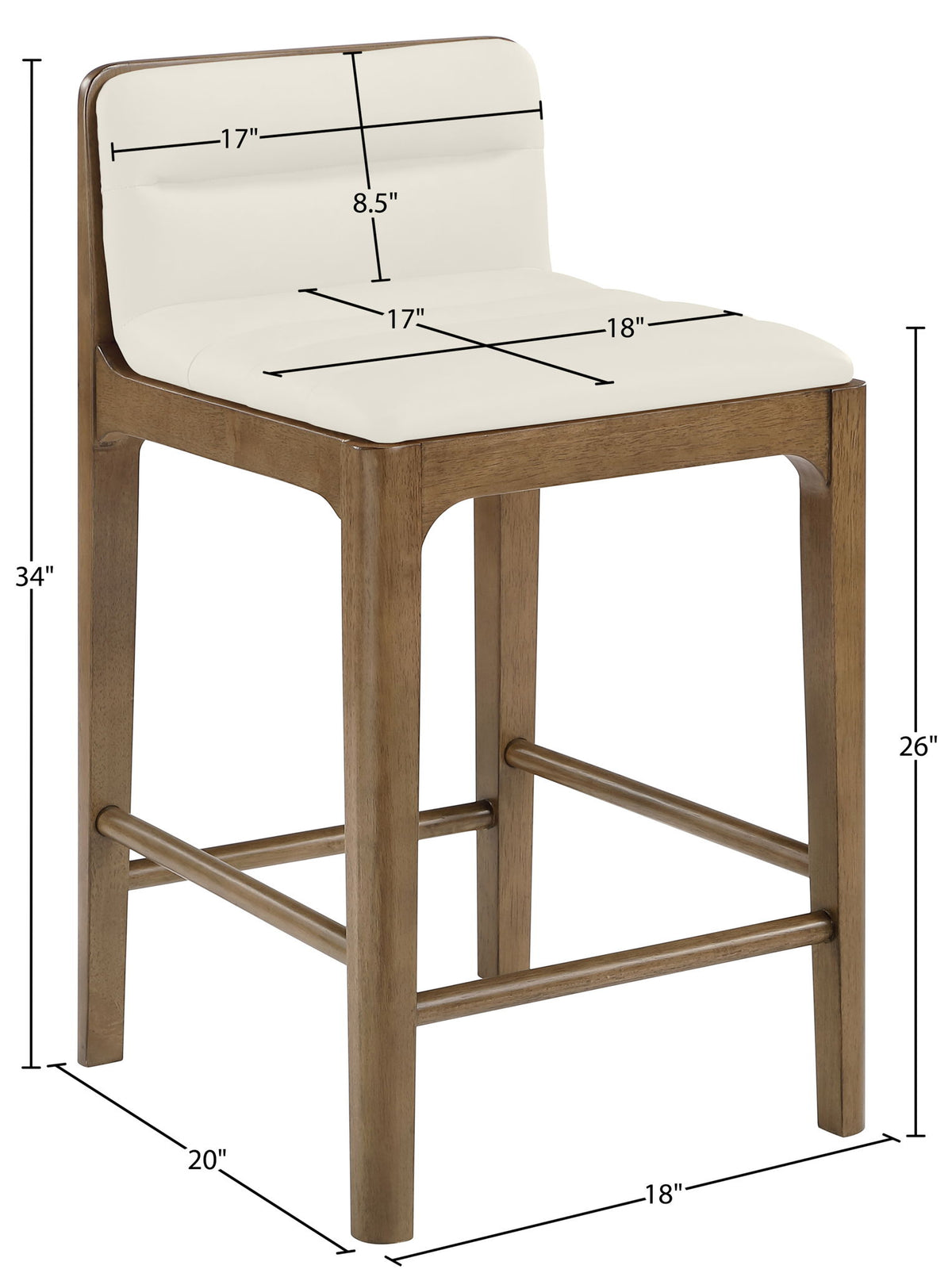 Ellis - Vegan Leather Upholstered Counter Stool (Set of 2) - Brown Base