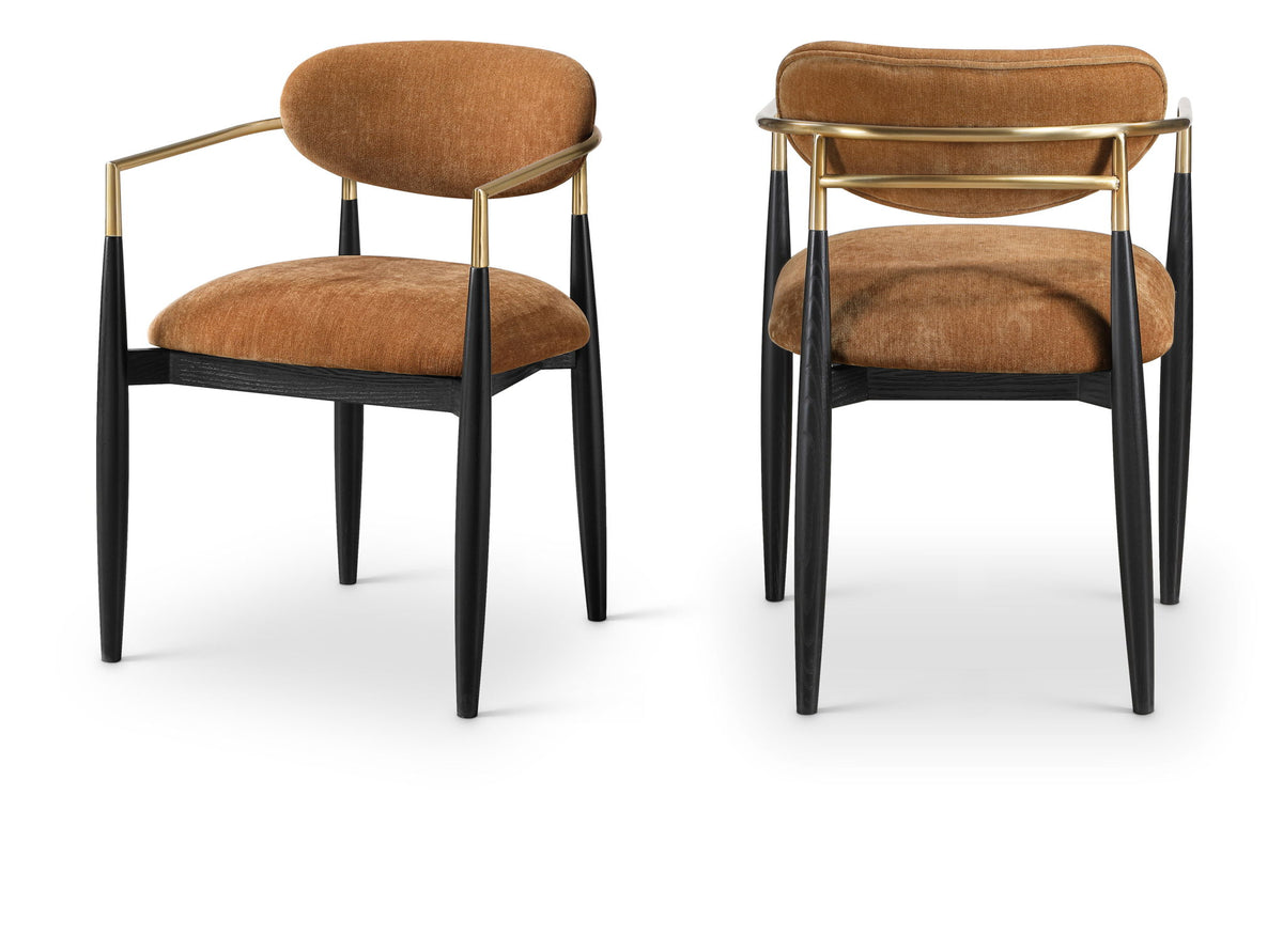 Riccio - Fabric Dining Arm Chair (Set of 2) - Black And Gold Frame
