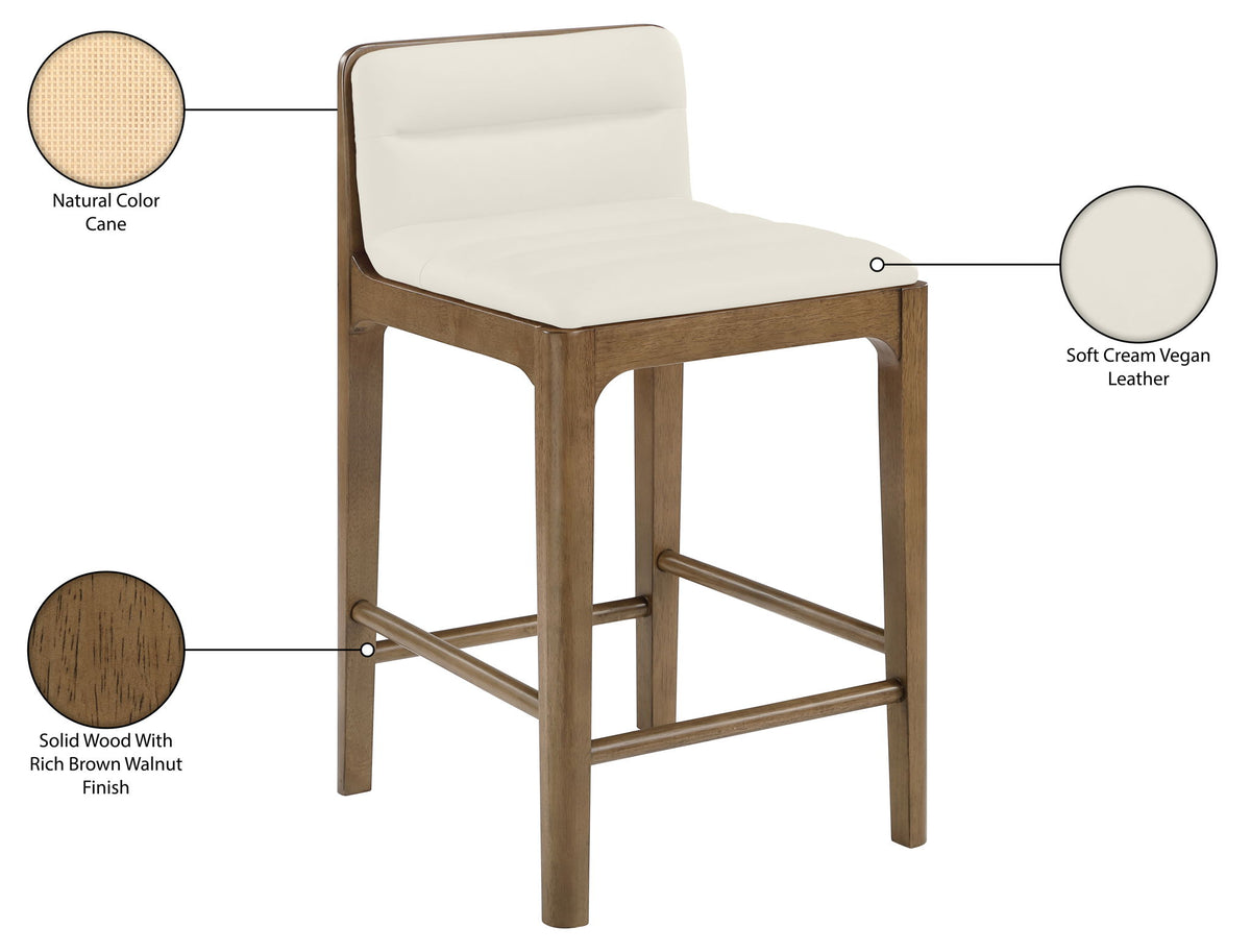 Ellis - Vegan Leather Upholstered Counter Stool (Set of 2) - Brown Base