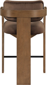 Cedra - Velvet Performance Fabric Upholstered Counter Stool - Brown Frame