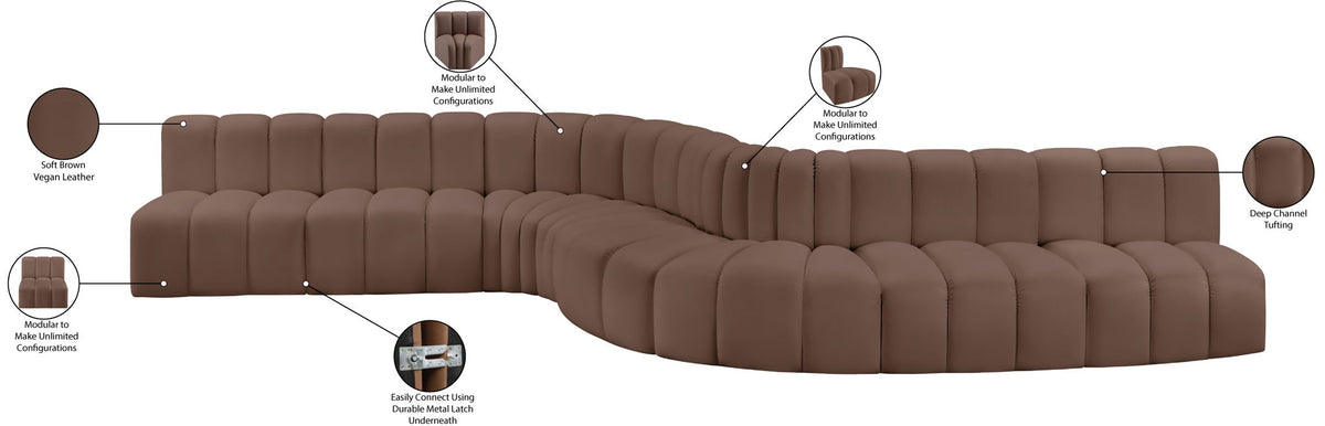 Arc - Faux Leather 8 Piece Curved Modular Sofa