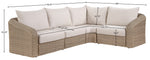 Seacrest - 123.25" Olefin Water Resistant Fabric And Wicker 4 Piece Outdoor Patio Modular Sectional