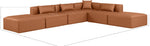 Cube - 6 Piece Modular Corner Armless Sectional - Cognac