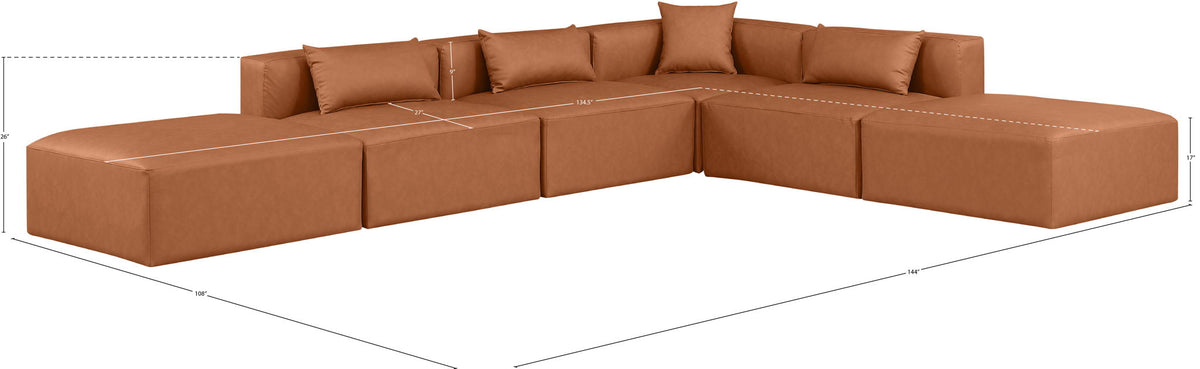 Cube - 6 Piece Modular Corner Armless Sectional - Cognac