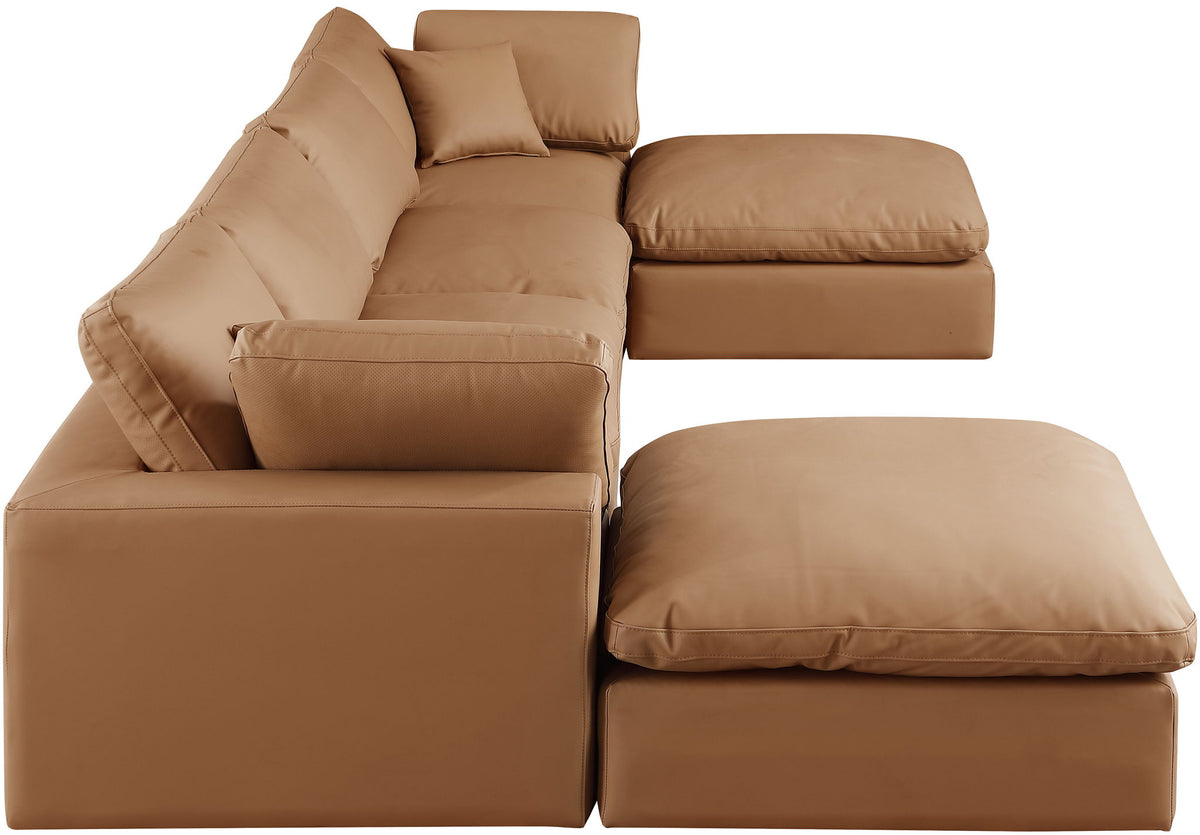 Comfy - 6 Piece Faux Leather Modular Double Chaise Sectional