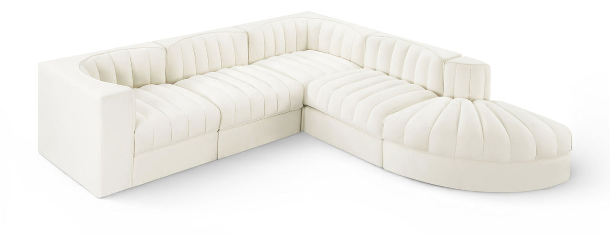 Rummi - Velvet Performance Fabric Upholstered 5 Piece Modular Sectional