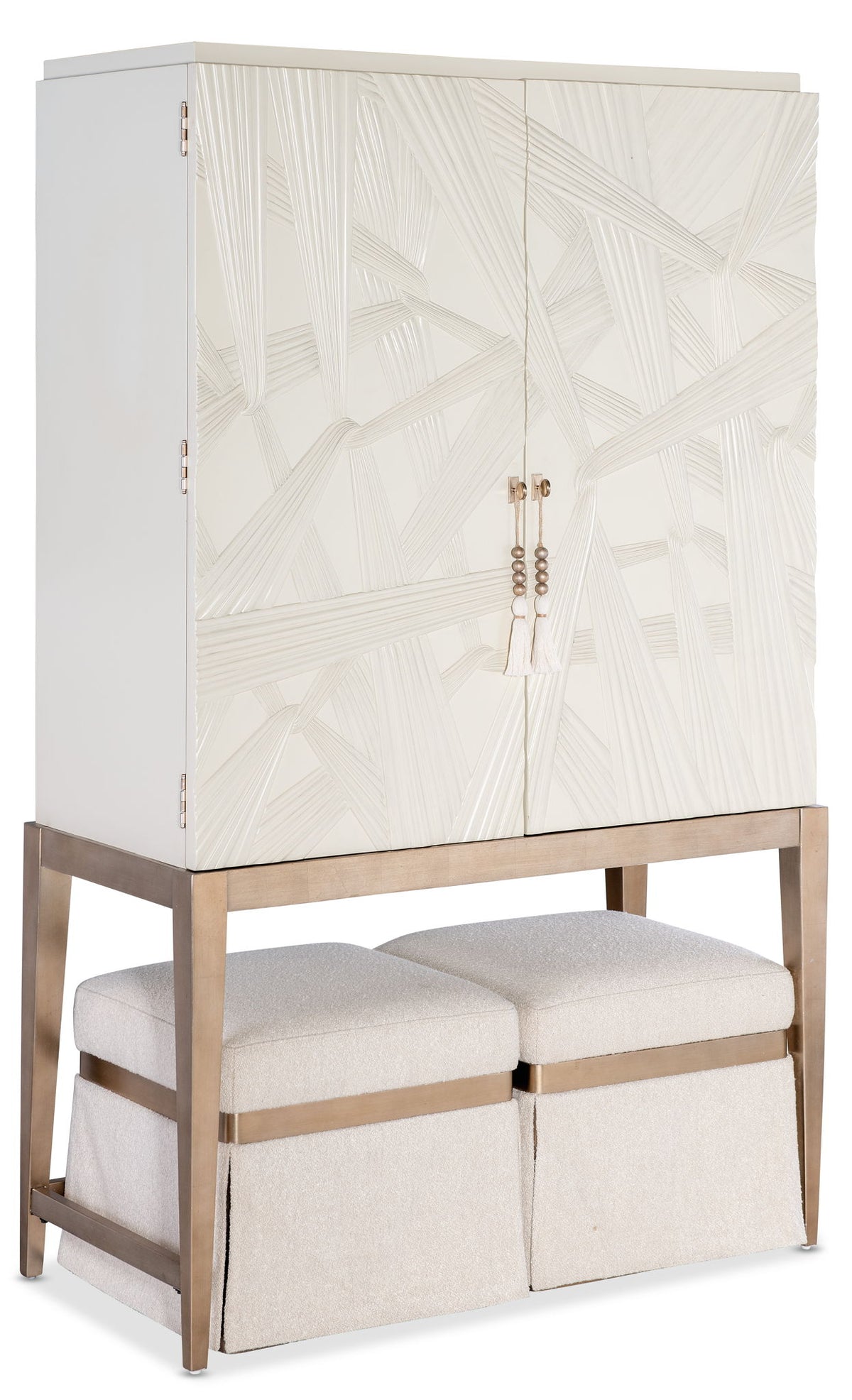 Melange - Dream Weaver Bar Cabinet - White / Light Brown