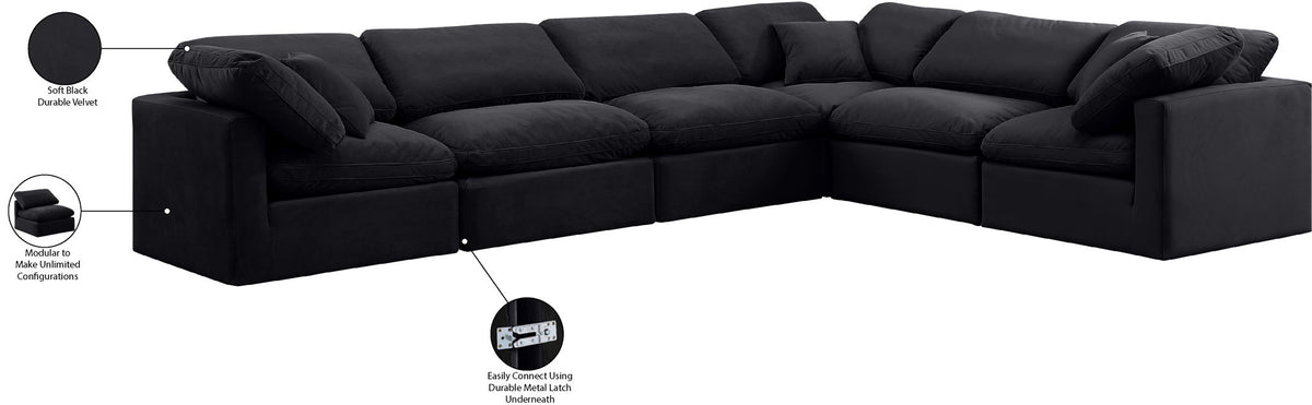 Indulge - Velvet 6 Piece Modular Corner Sectional