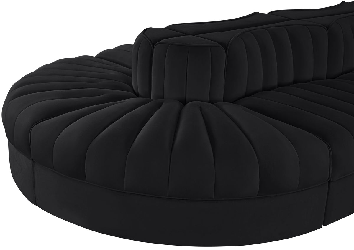 Rummi - Oval Velvet Performance Fabric Upholstered 8 Piece Modular Sectional