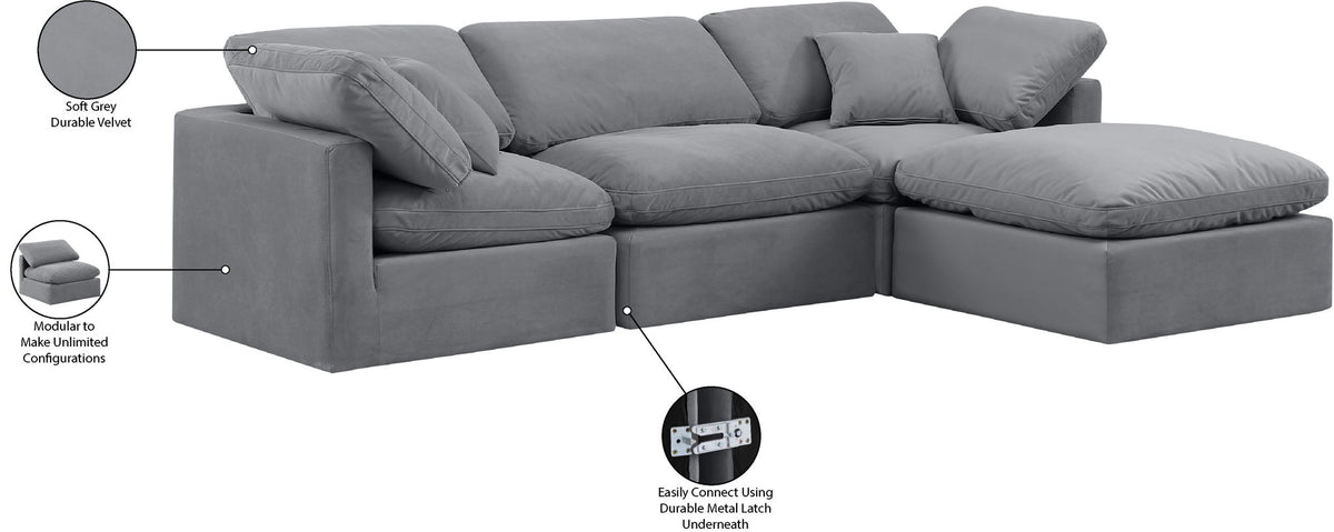 Indulge - Velvet 4 Piece Modular Sectional With Chaise