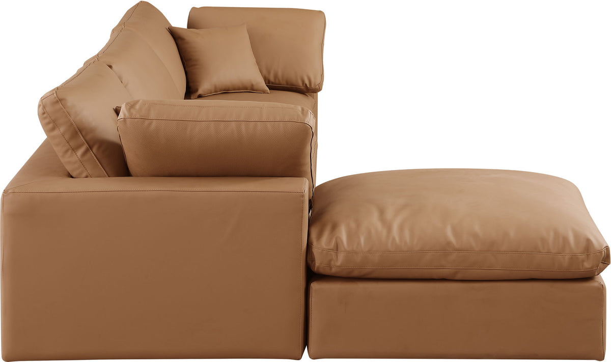 Comfy - 4 Piece Faux Leather Modular Sectional With Chaise