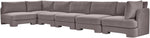 Hammond - Velvet Performance Fabric Upholstered 6 Piece L-Shaped Armless Sectional