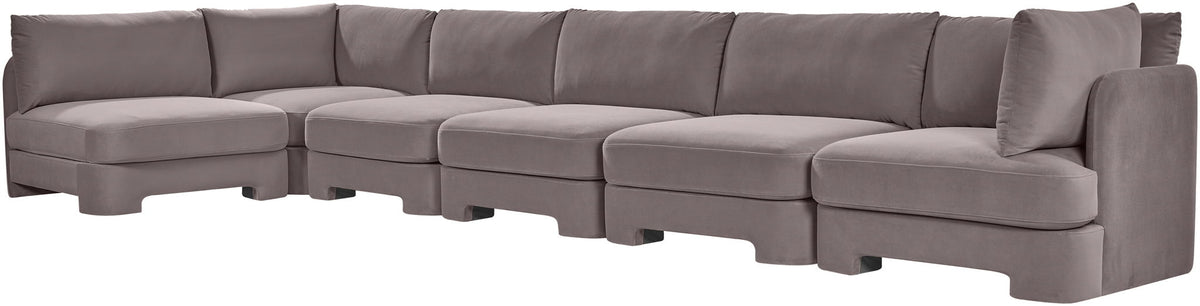 Hammond - Velvet Performance Fabric Upholstered 6 Piece L-Shaped Armless Sectional