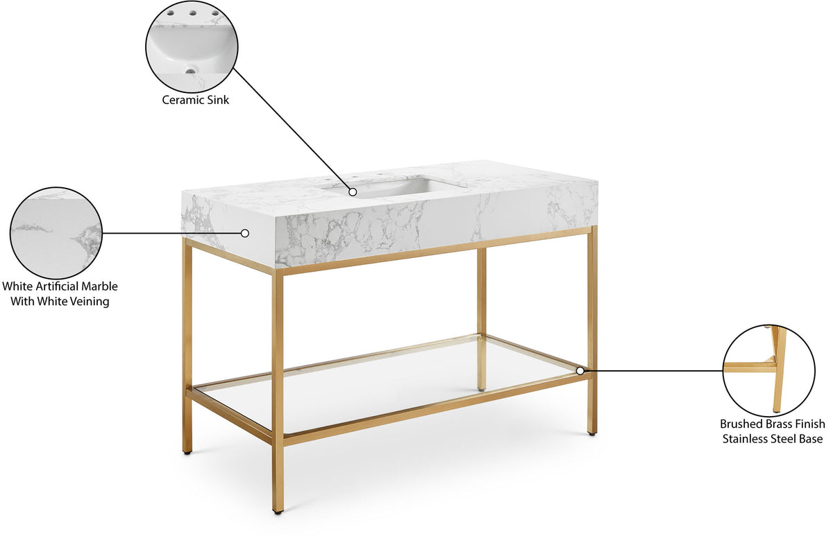 Marmo - Engineered Marble Bathroom Vanity With Gold Base
