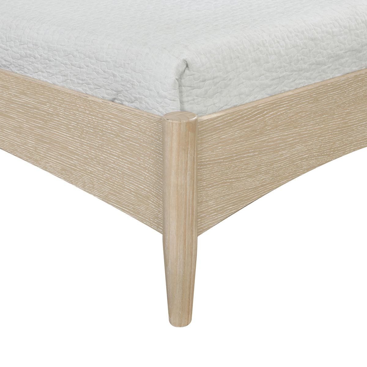 Santos - Vegan Leather Headboard And Wood Bed - Waxed Natural Frame