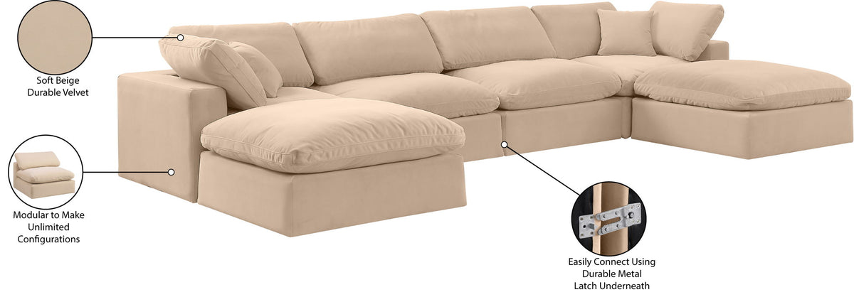 Comfy - 6 Piece Velvet Modular Double Chaise Sectional