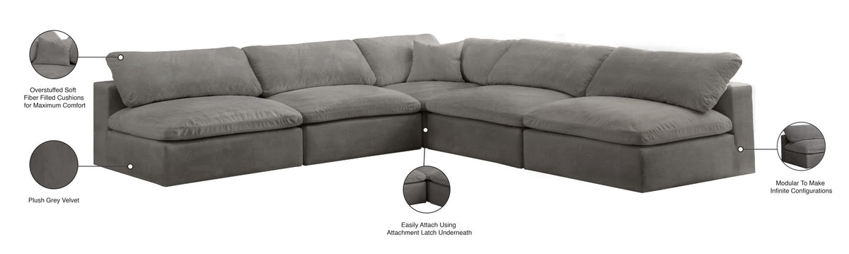 Cozy - 5 Piece Modular Corner Armless Sectional