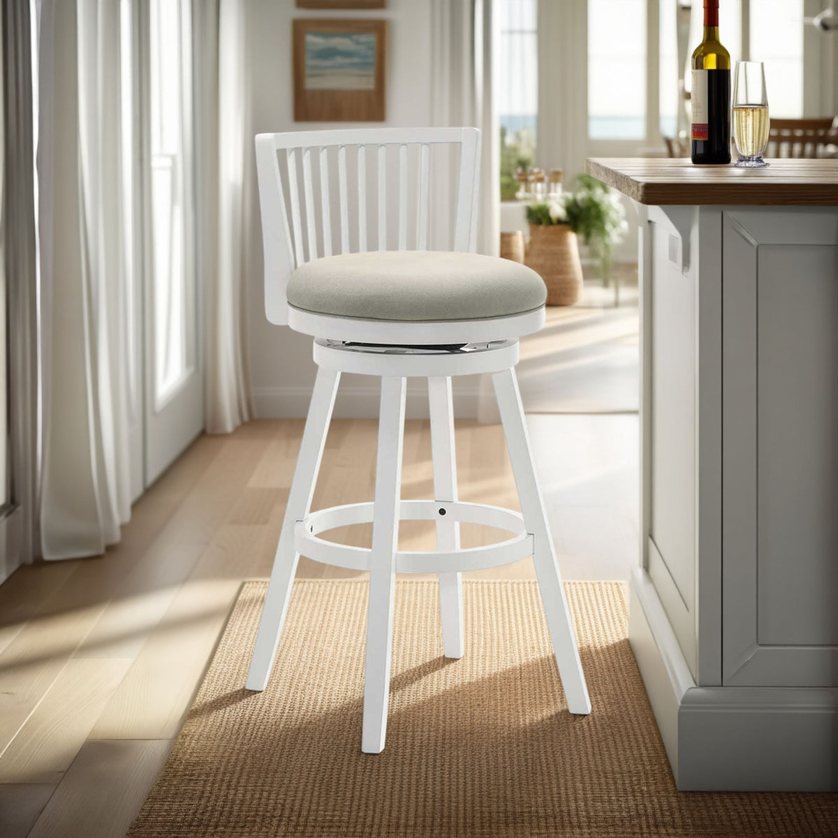 Harper - 30" Amber Glow Bar Height Rubberwood Swivel Barstool