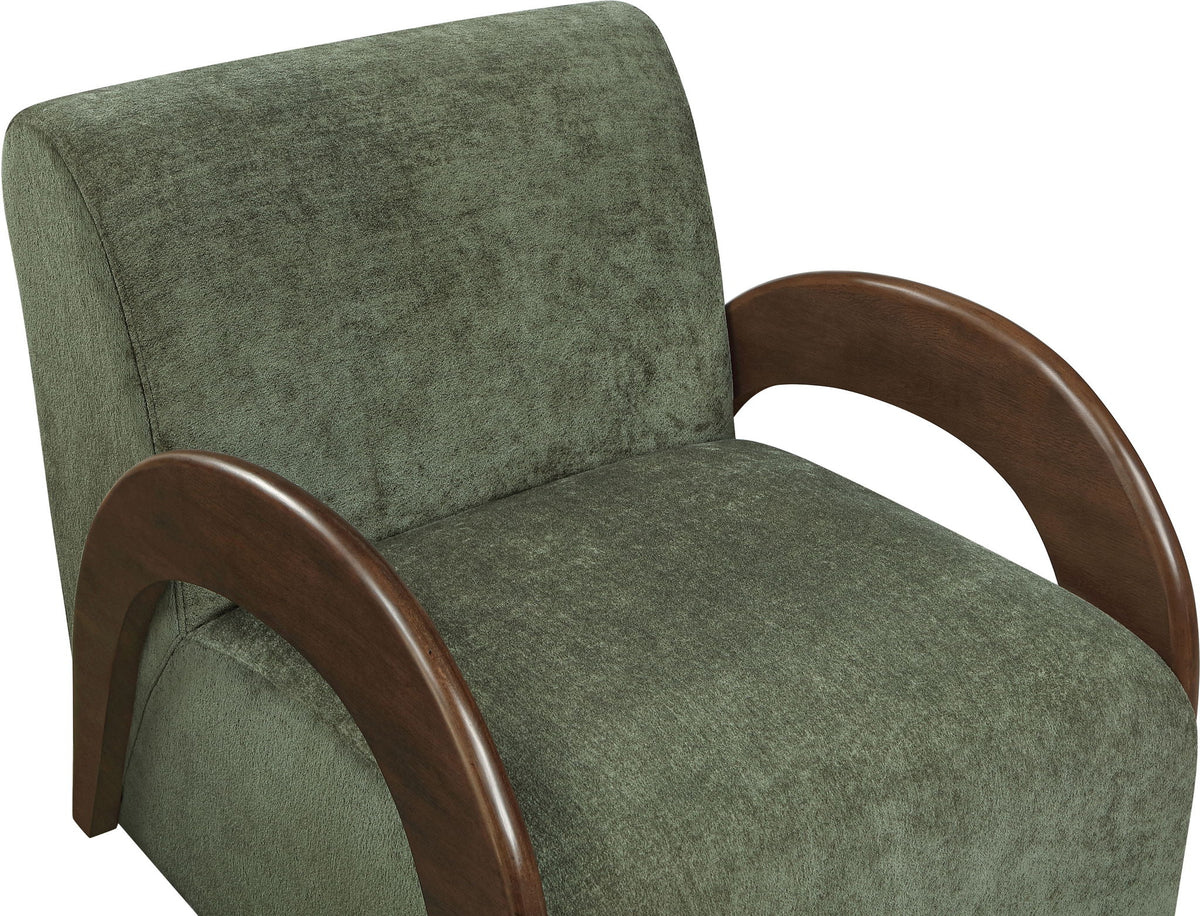 Neria - Chenille Fabric Upholstered Swivel Accent Chair - Painted Brown Base