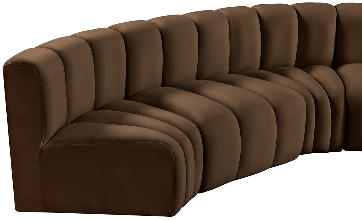 Arc - Velvet 5 Piece U-Shaped Modular Sofa