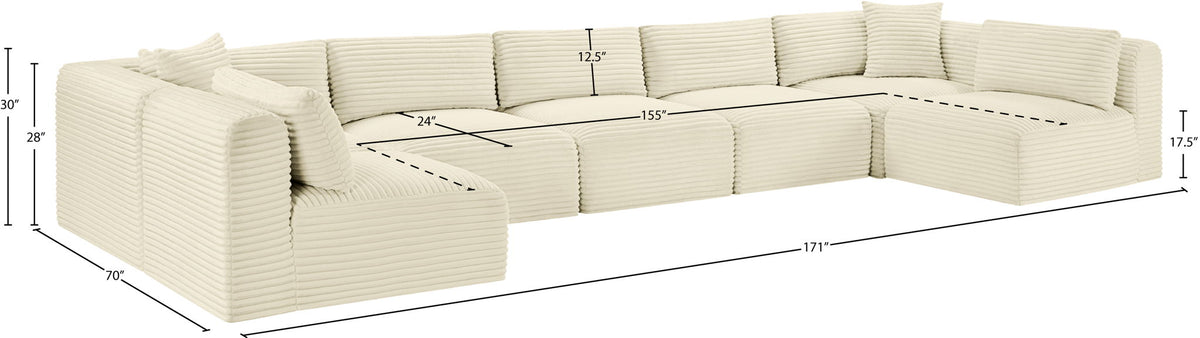Shaggy - 7 Piece Modular U-Shaped Armless Sectional