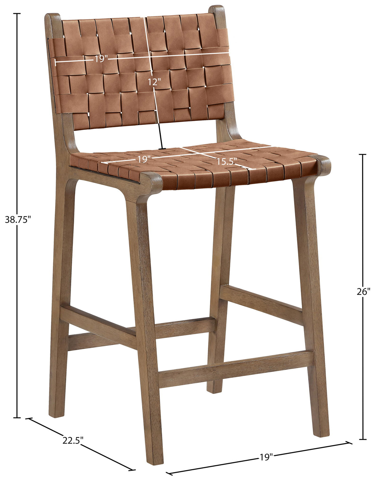 Entwine - Vegan Leather Upholstered Counter Stool - Painted Brown